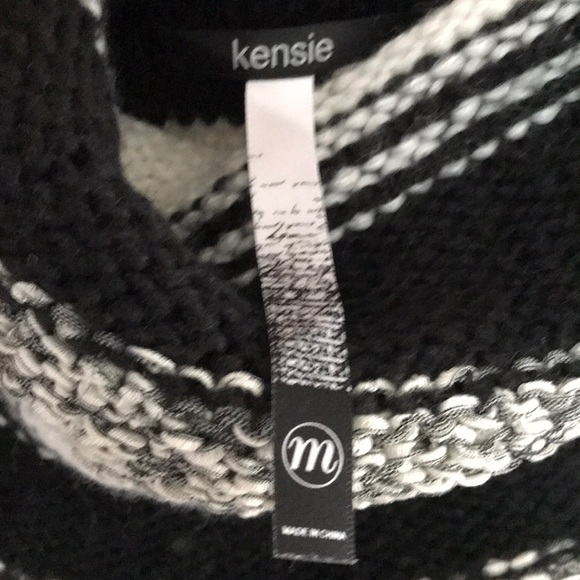 KENSIE Cowl Neck Hi-Lo Striped Cable Knit … - Picture 6 of 7